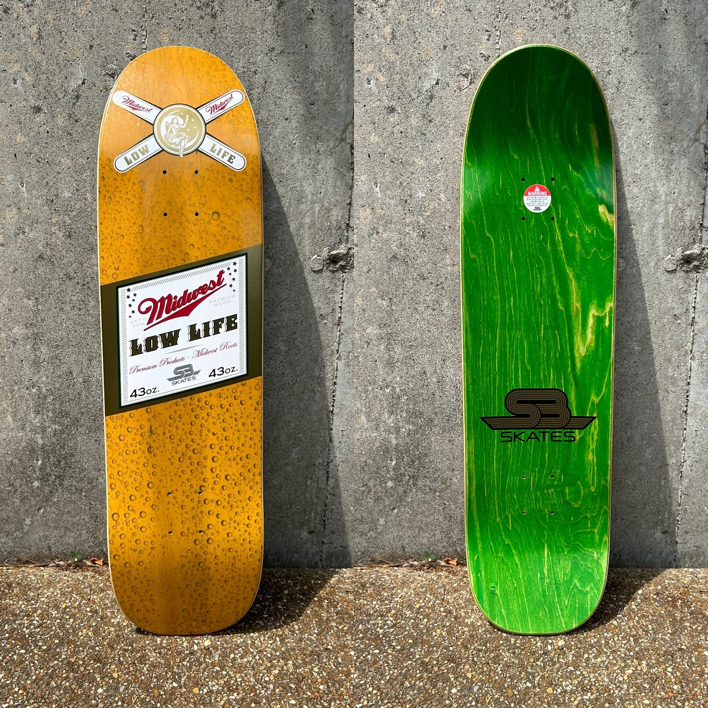 SBSkates Midwest Lowlife Team "Bottle Series" Skateboard Deck-8.625" Pool Shape